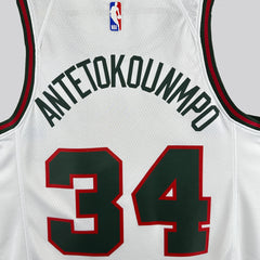 Regata NBA Milwaukee Bucks Antetokounmpo Nº34 Classic Edition Masculina - Branco