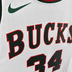 Regata NBA Milwaukee Bucks Antetokounmpo Nº34 Classic Edition Masculina - Branco