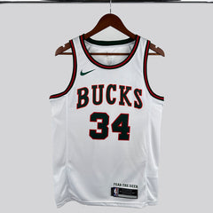 Regata NBA Milwaukee Bucks Antetokounmpo Nº34 Classic Edition Masculina - Branco