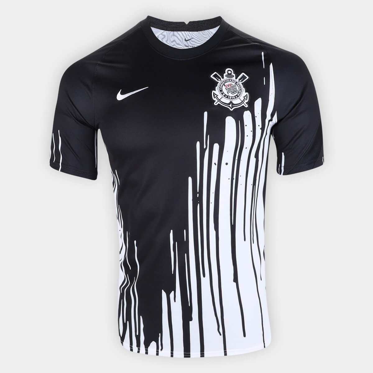 Camisa Corinthians Pré jogo 22/23 Torcedor Masculina - Branco+Preto - WC ProSports