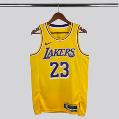 Regata NBA Los Angeles Lakers nº 23 Lebron James Masculina - Amarelo+Roxo