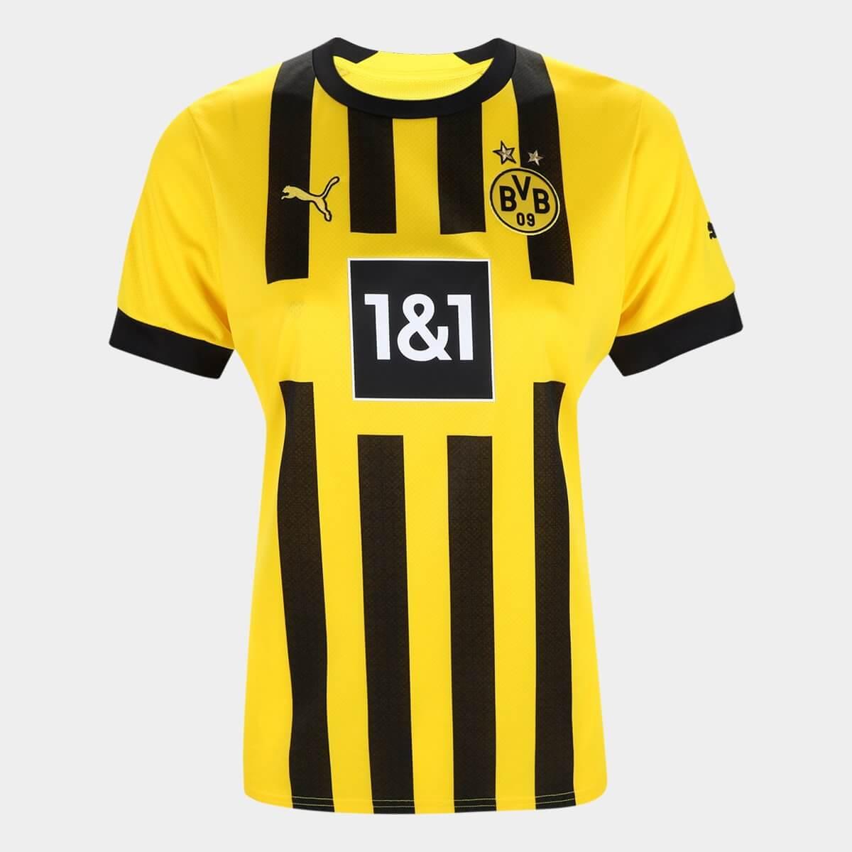 Camisa Borussia Dortmund I 22/23 Torcedor Feminina - Amarela+Preto - WC ProSports