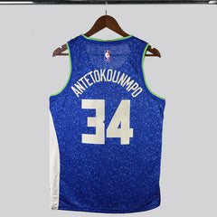 Regata NBA Milwaukee Bucks Antetokounmpo City Edition Nº34  Masculina - Azul