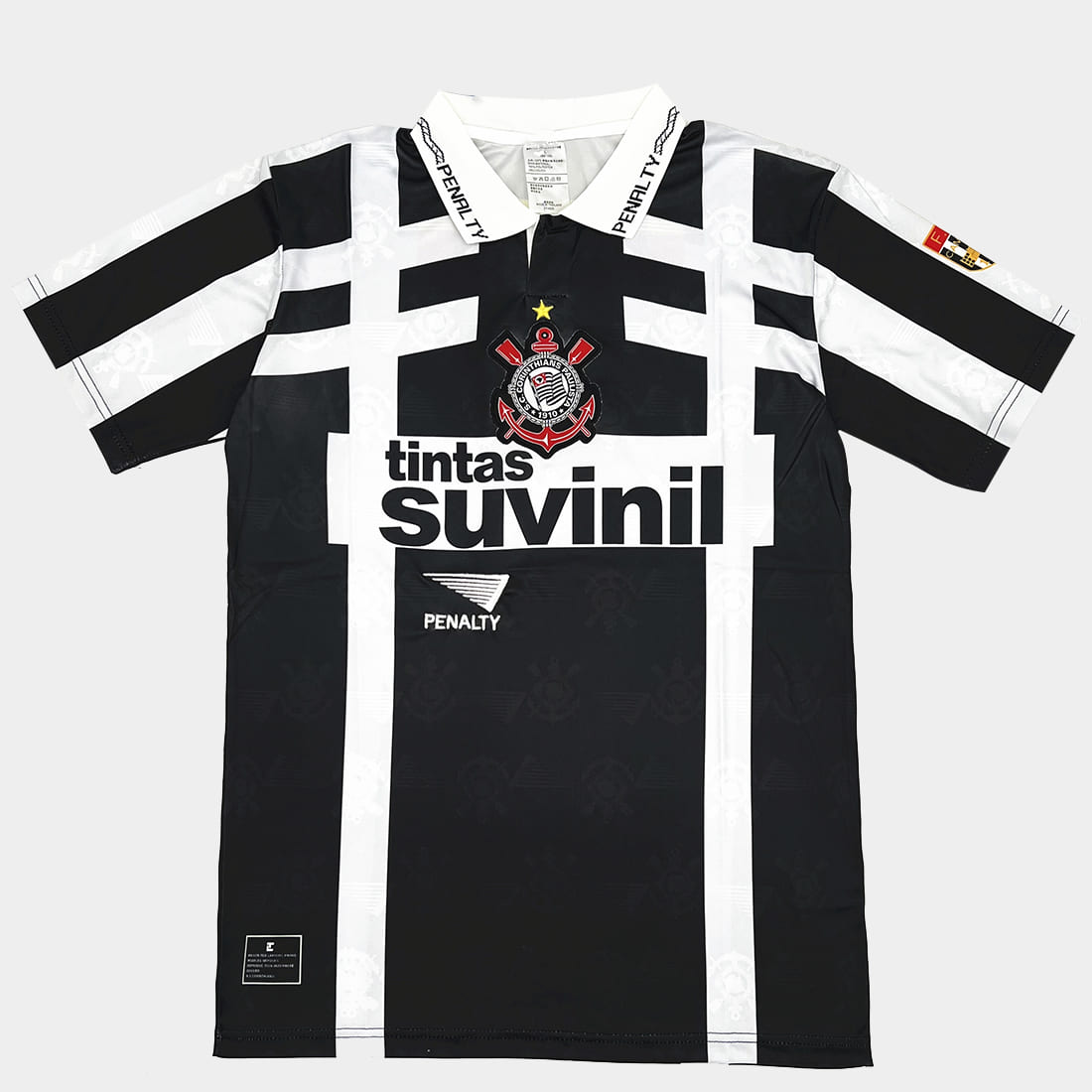 Camisa Retrô Corinthians Away 1995 Masculina - Preto+Branco - WC ProSports