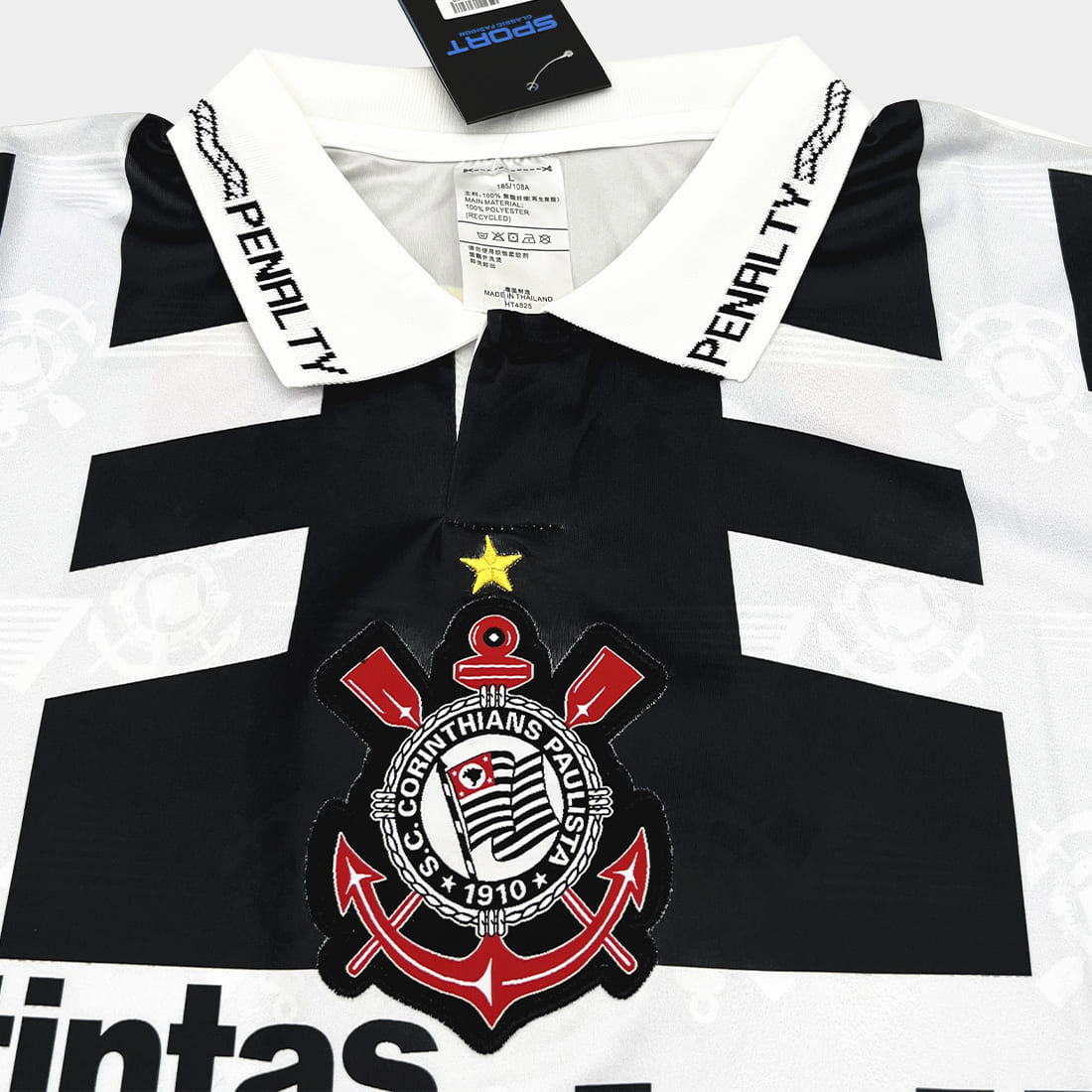 Camisa Retrô Corinthians Away 1995 Masculina - Preto+Branco - WC ProSports