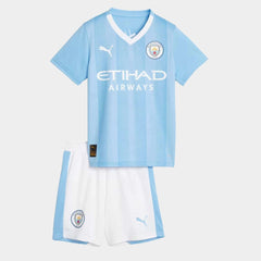 Kit Infantil Manchester City I 23/24 Unissex - Azul+Branco - WC ProSports