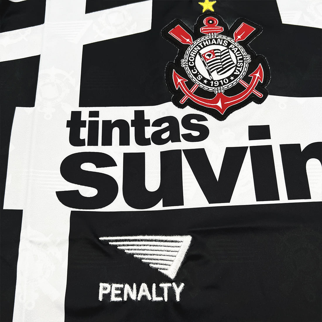 Camisa Retrô Corinthians Away 1995 Masculina - Preto+Branco - WC ProSports