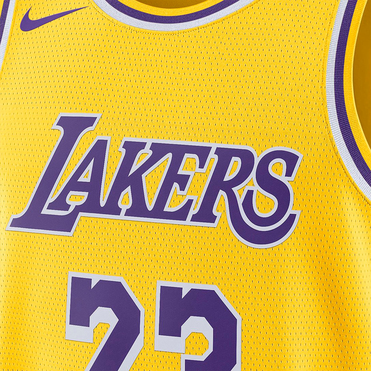 Regata NBA Los Angeles Lakers nº 23 Lebron James Masculina - Amarelo+Roxo