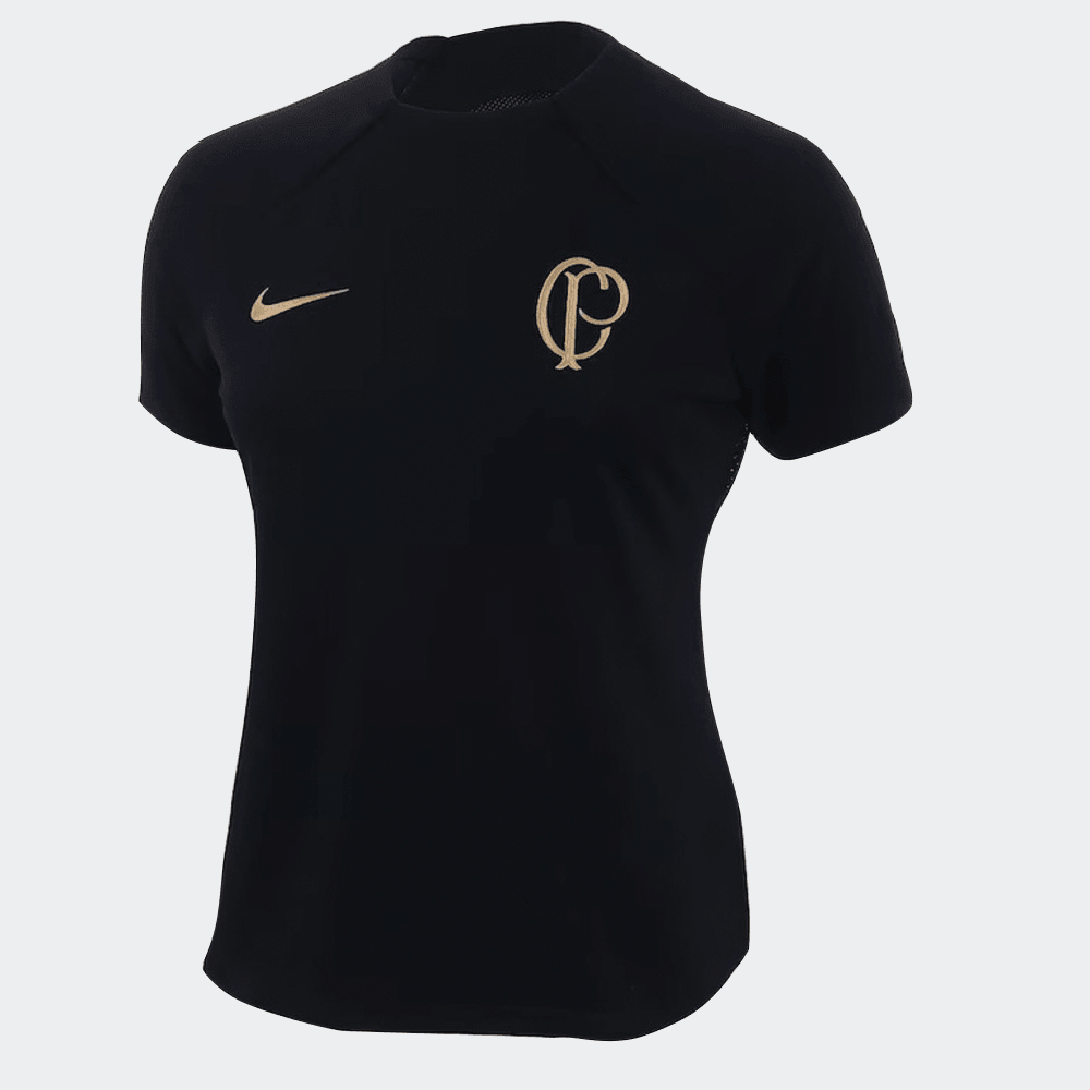 Camisa Corinthians Treino 23/24 Torcedor Feminina - Preto+Dourado - WC ProSports